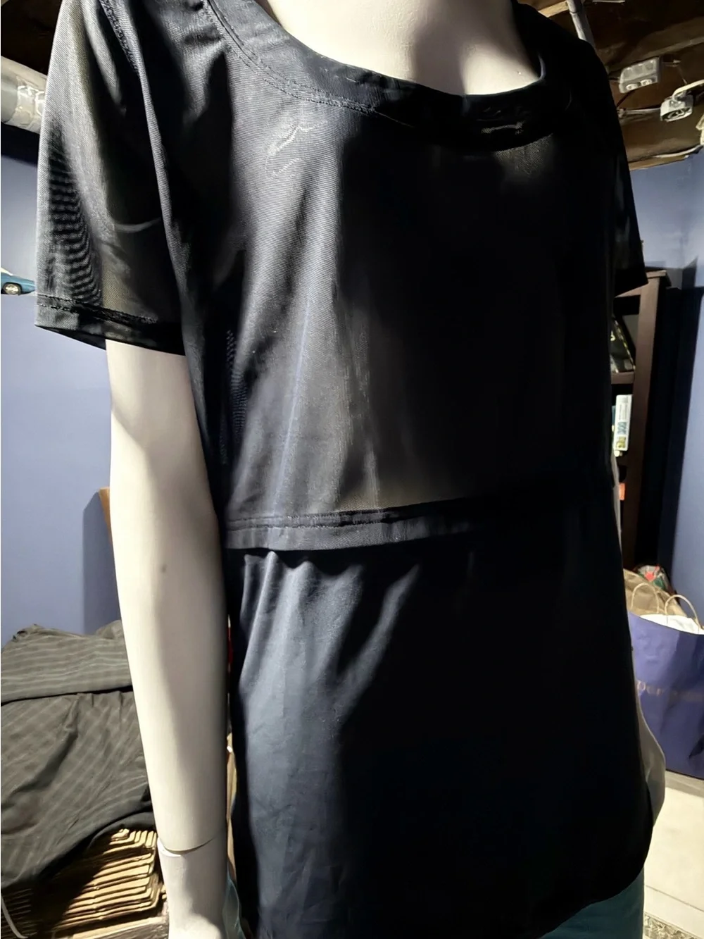 Lululemon Sheer Panel Deep Navy Cuffed Short Sleeve Tunic